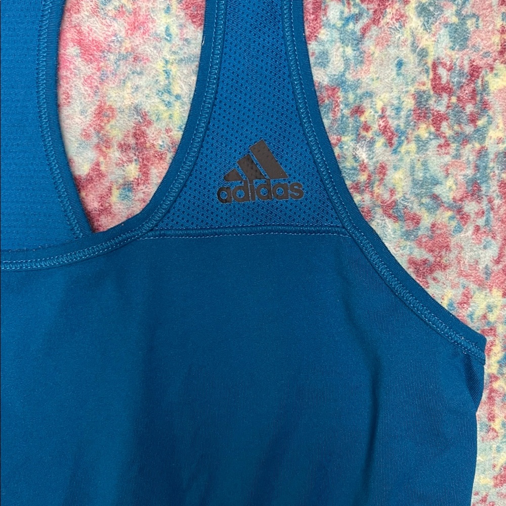 adidas Blue Racerback Athletic Tank Top - Picture 2 of 6